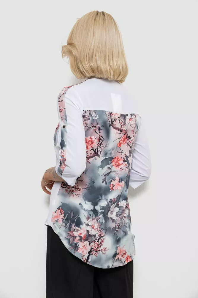 Купить Рубашка классическая с принтом, цвет белый, 230R7212 - Фото №4