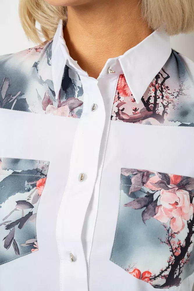 Купить Рубашка классическая с принтом, цвет белый, 230R7212 - Фото №5