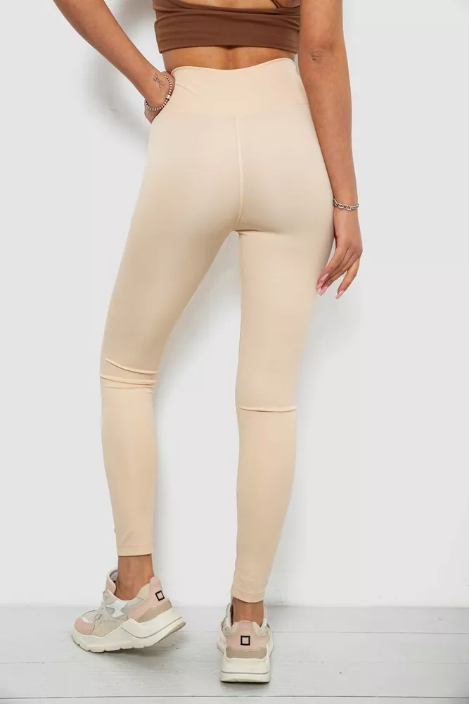 Купить Лосины женские однотонные, цвет бежевый, 214R155 оптом - Фото №4