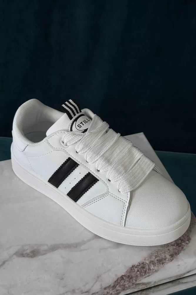 Купить Кроссовки женские экокожа, цвет бело-черный, 248RJH300-12 оптом - Фото №2