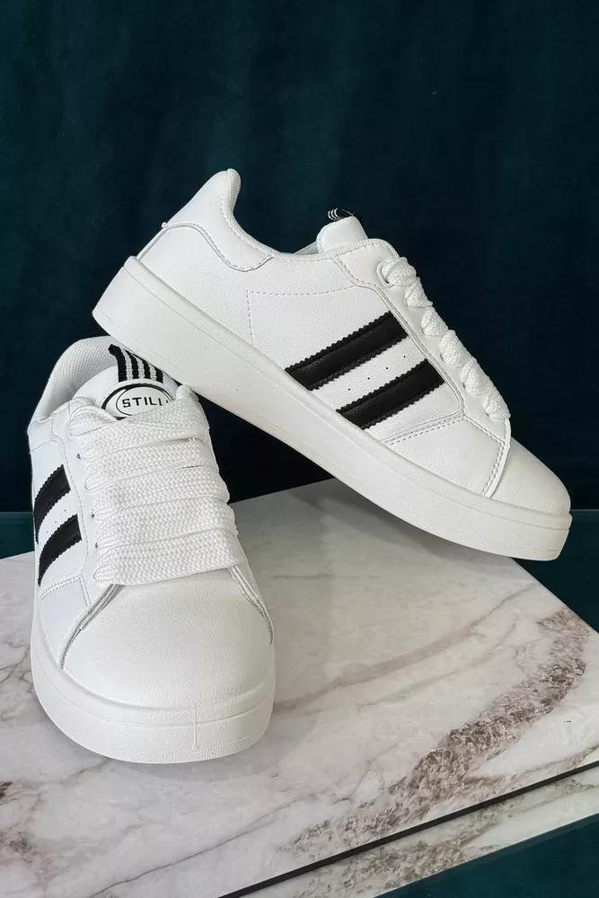 Купить Кроссовки женские экокожа, цвет бело-черный, 248RJH300-12 оптом - Фото №3