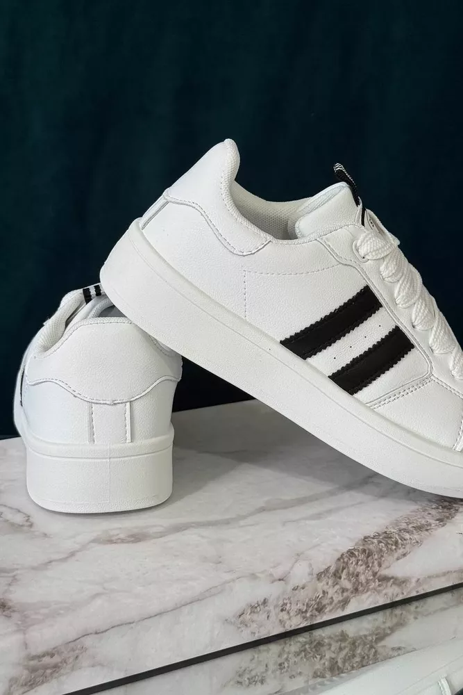 Купить Кроссовки женские экокожа, цвет бело-черный, 248RJH300-12 оптом - Фото №4