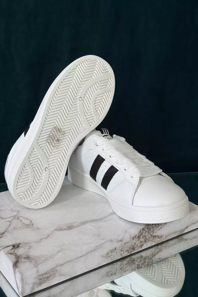 Купить Кроссовки женские экокожа, цвет бело-черный, 248RJH300-12 оптом - Фото №5