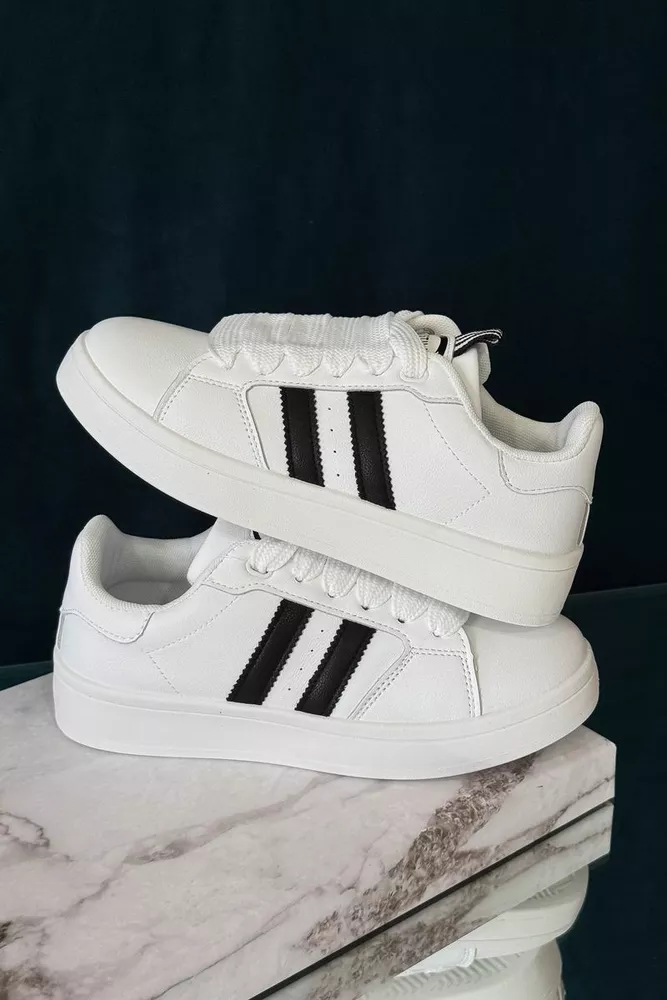 Купить Кроссовки женские экокожа, цвет бело-черный, 248RJH300-12 оптом - Фото №1