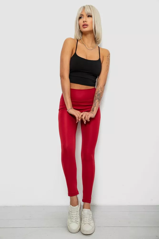 Купити Лосини жіночі однотонні, колір бордовий, 214R155 - Фото №2