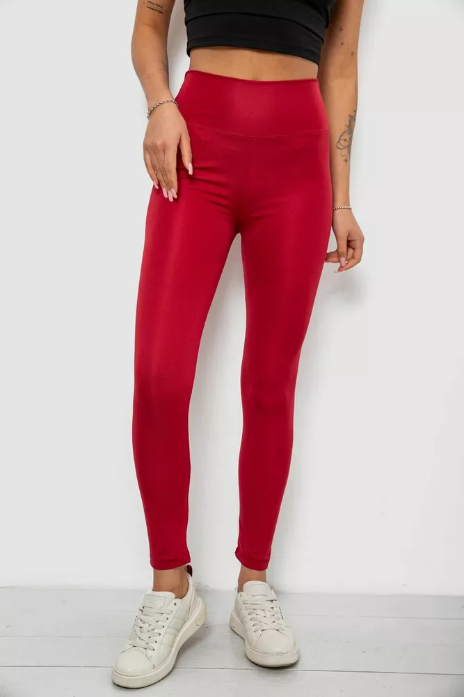 Купити Лосини жіночі однотонні, колір бордовий, 214R155 - Фото №1