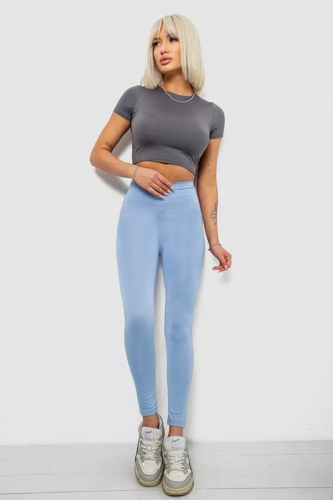 Купити Лосини жіночі однотонні, колір блакитний, 214R155 оптом - Фото №2