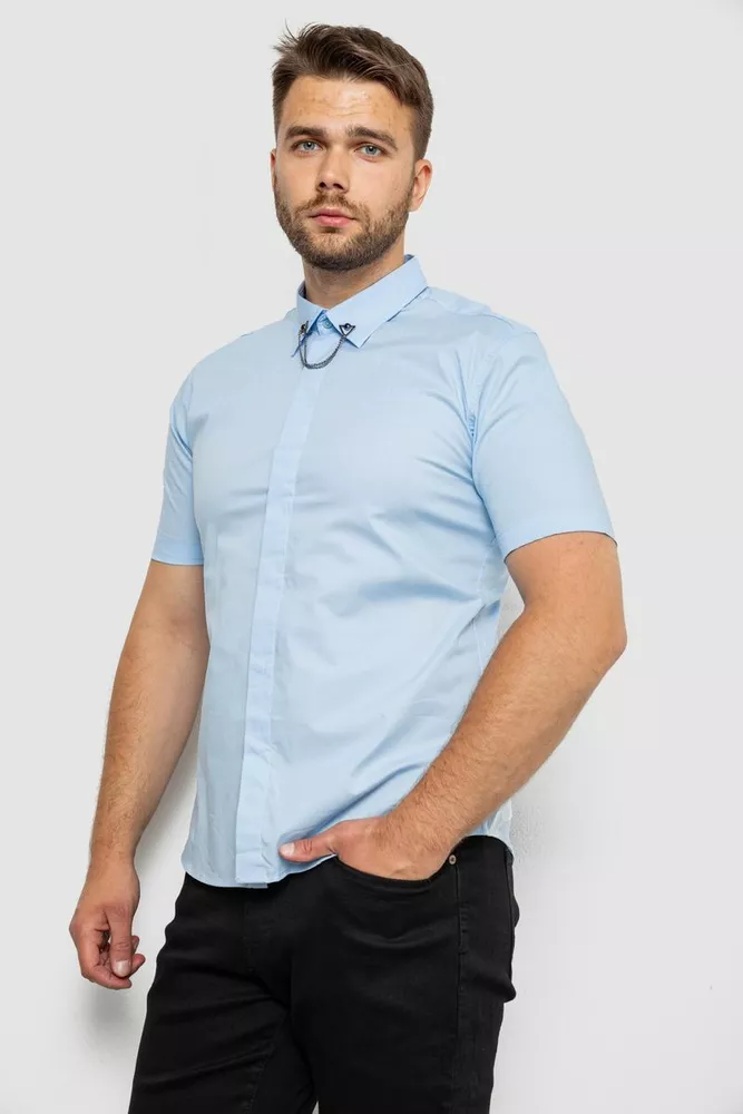 Купити Сорочка чоловіча однотонна  -уцінка, колір блакитний, 214R6917-1-U - Фото №3