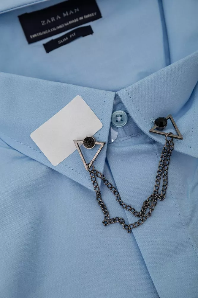Купити Сорочка чоловіча однотонна  -уцінка, колір блакитний, 214R6917-1-U - Фото №6