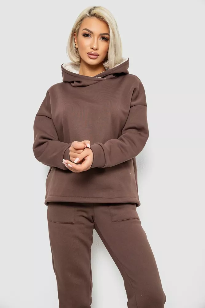 Купить Спортивный костюм женский на флисе, цвет коричневый, 257R88 - Фото №2