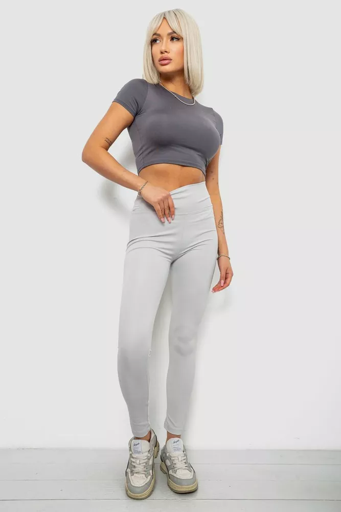 Купить Лосины женские однотонные, цвет светло-серый, 214R155 - Фото №2