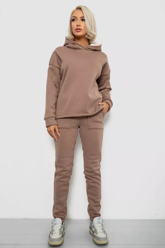 Купить Спортивный костюм женский на флисе, цвет мокко, 257R88 - Фото №1