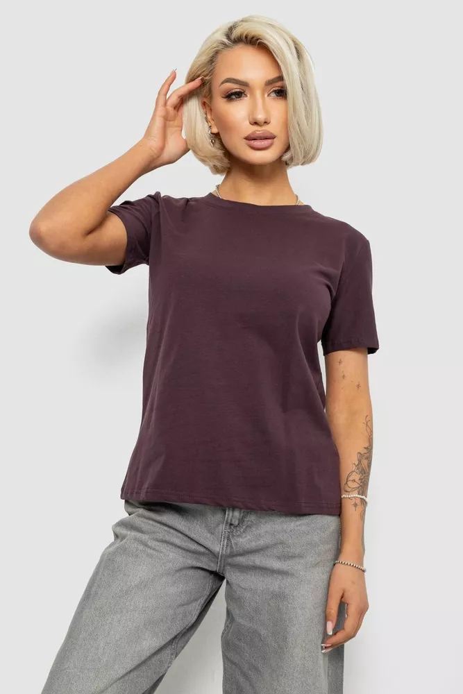 Купить Футболка женская однотонная, цвет шоколадный, 204R3333 - Фото №1