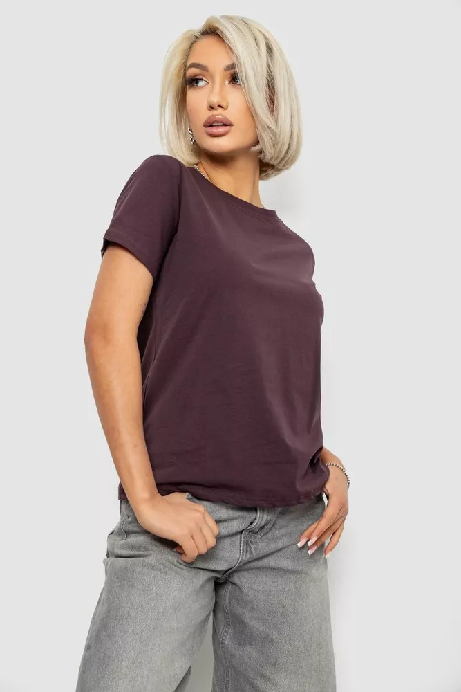 Купить Футболка женская однотонная, цвет шоколадный, 204R3333 - Фото №3