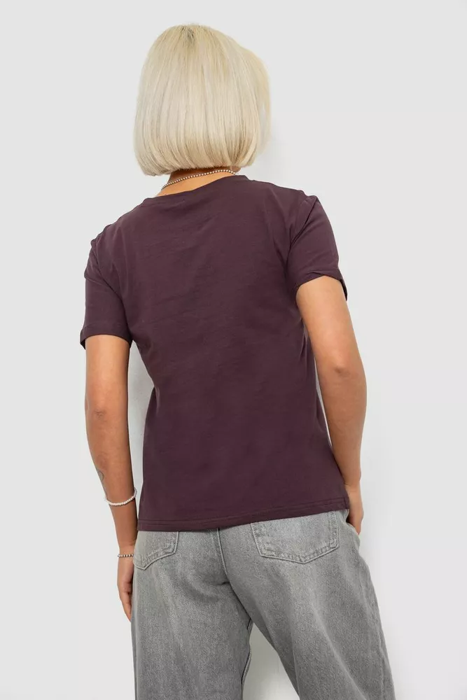 Купить Футболка женская однотонная, цвет шоколадный, 204R3333 - Фото №4