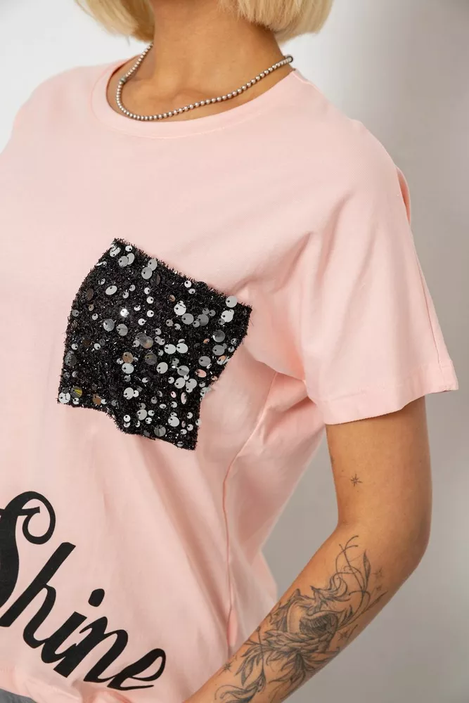 Купить Футболка женская с принтом, цвет персиковый, 244R2057 - Фото №5