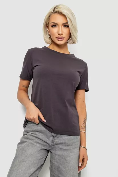 Футболка женская однотонная, цвет темно-серый, 204R3333