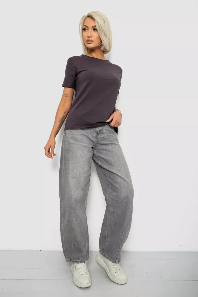 Купить Футболка женская однотонная, цвет темно-серый, 204R3333 - Фото №2