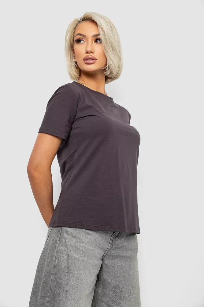 Купить Футболка женская однотонная, цвет темно-серый, 204R3333 - Фото №3