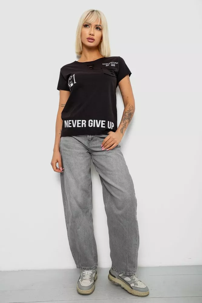 Купить Футболка женская с принтом, цвет черный, 244R2214-6 - Фото №2