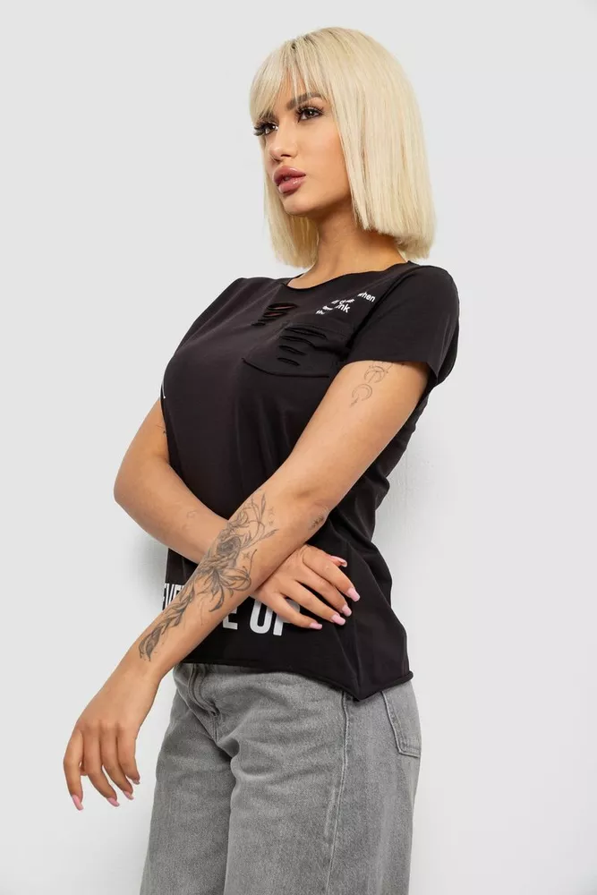 Купить Футболка женская с принтом, цвет черный, 244R2214-6 - Фото №3