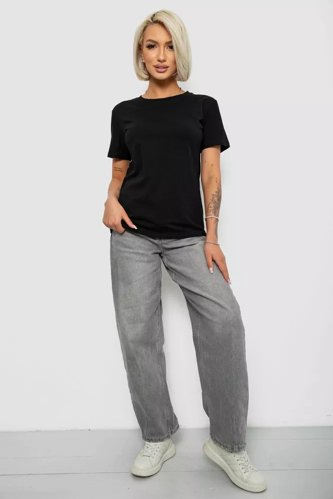 Купить Футболка женская однотонная, цвет черный, 204R3333 - Фото №2