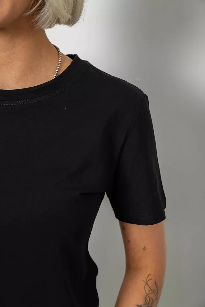 Купить Футболка женская однотонная, цвет черный, 204R3333 - Фото №5
