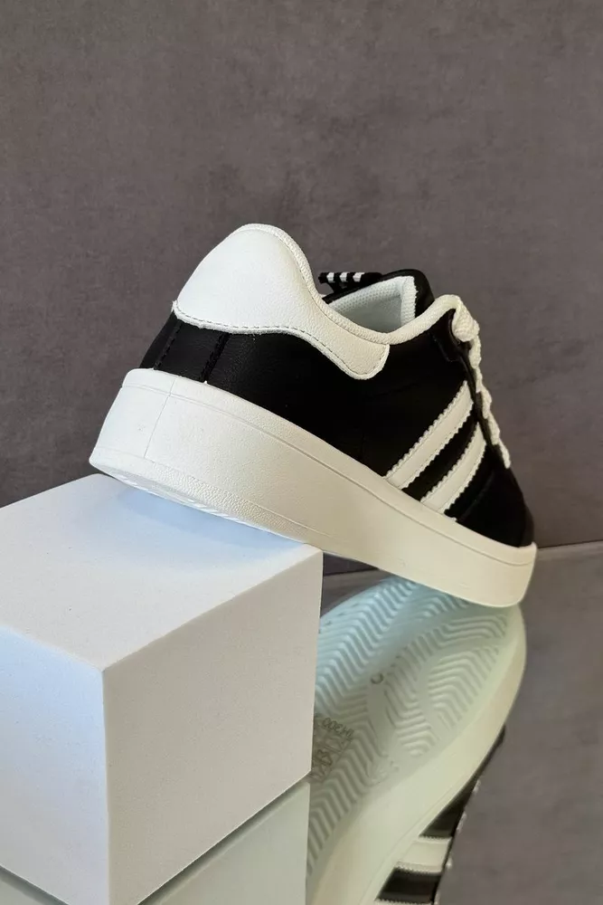 Купить Кроссовки женские экокожа, цвет черно-белый, 248RJH300-3 - Фото №5