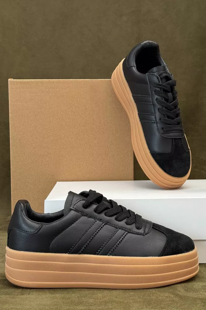 Купить Кроссовки женские демисезонные, цвет черно-белый, 248RBK10-2 - Фото №1