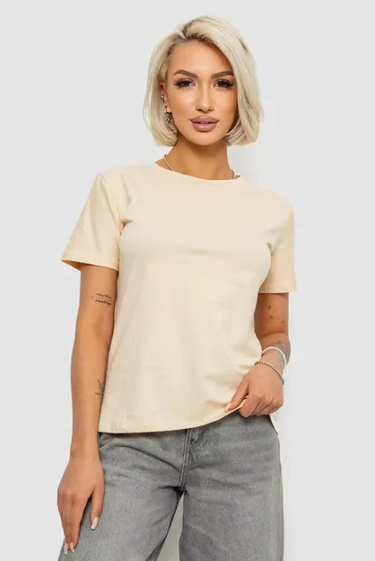 Футболка женская однотонная, цвет светло-бежевый, 204R3333