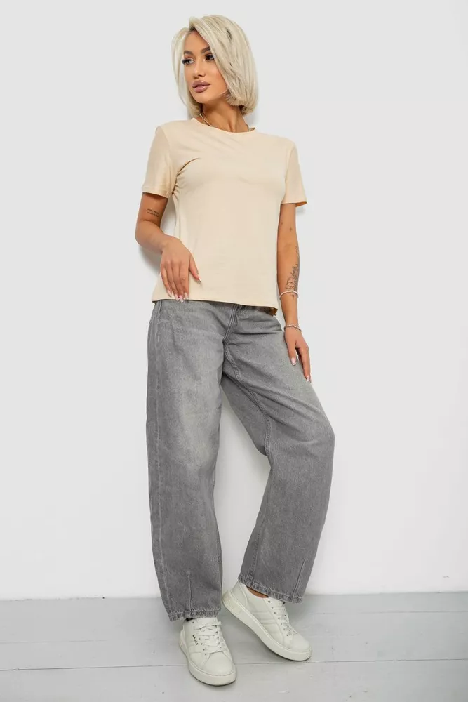 Купить Футболка женская однотонная, цвет светло-бежевый, 204R3333 - Фото №2