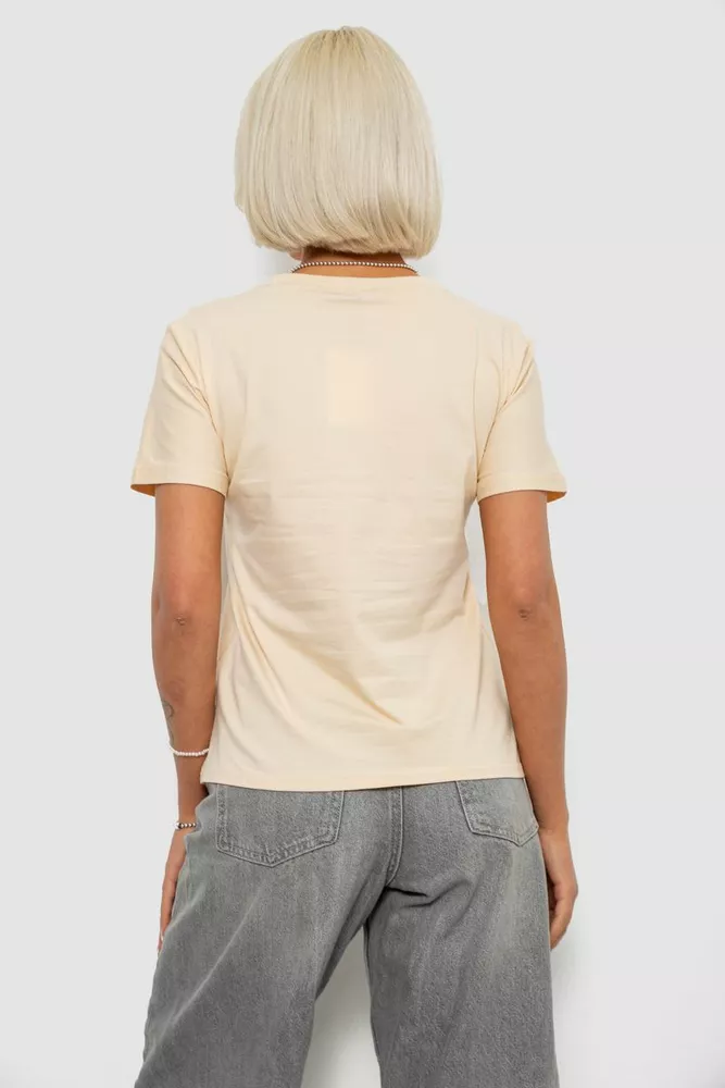 Купить Футболка женская однотонная, цвет светло-бежевый, 204R3333 - Фото №4