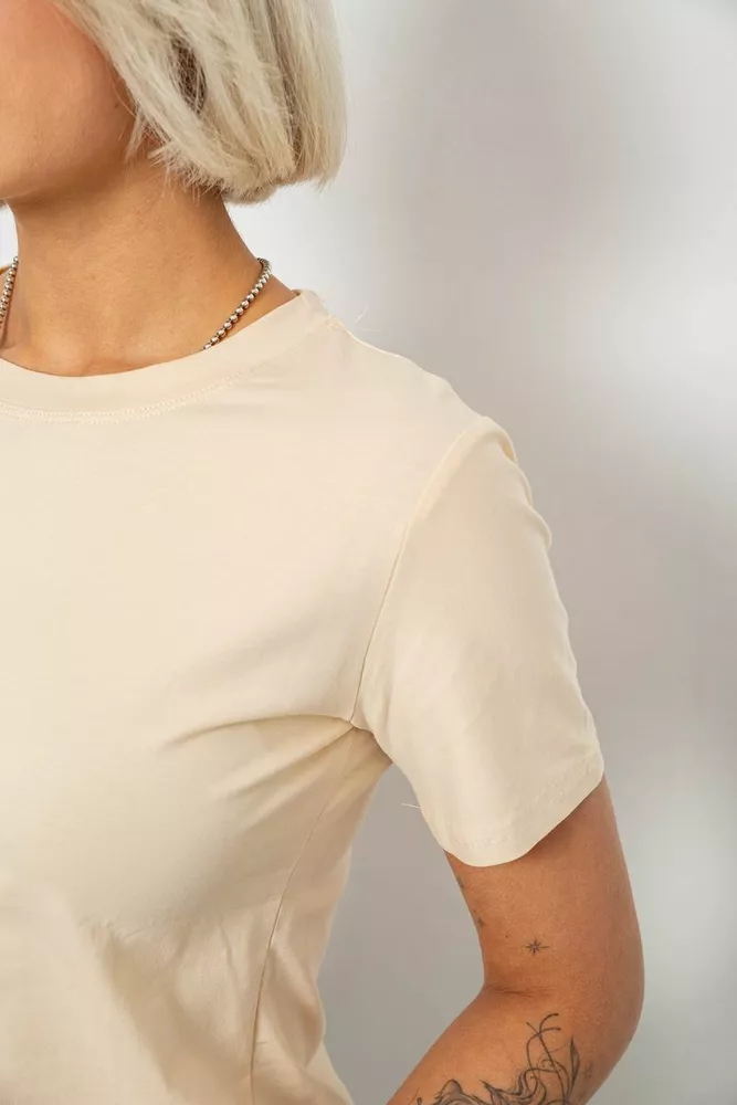 Купить Футболка женская однотонная, цвет светло-бежевый, 204R3333 - Фото №5