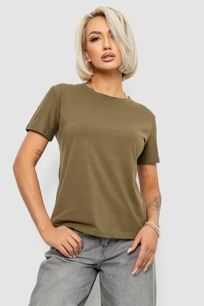 Футболка женская однотонная, цвет хаки, 204R3333