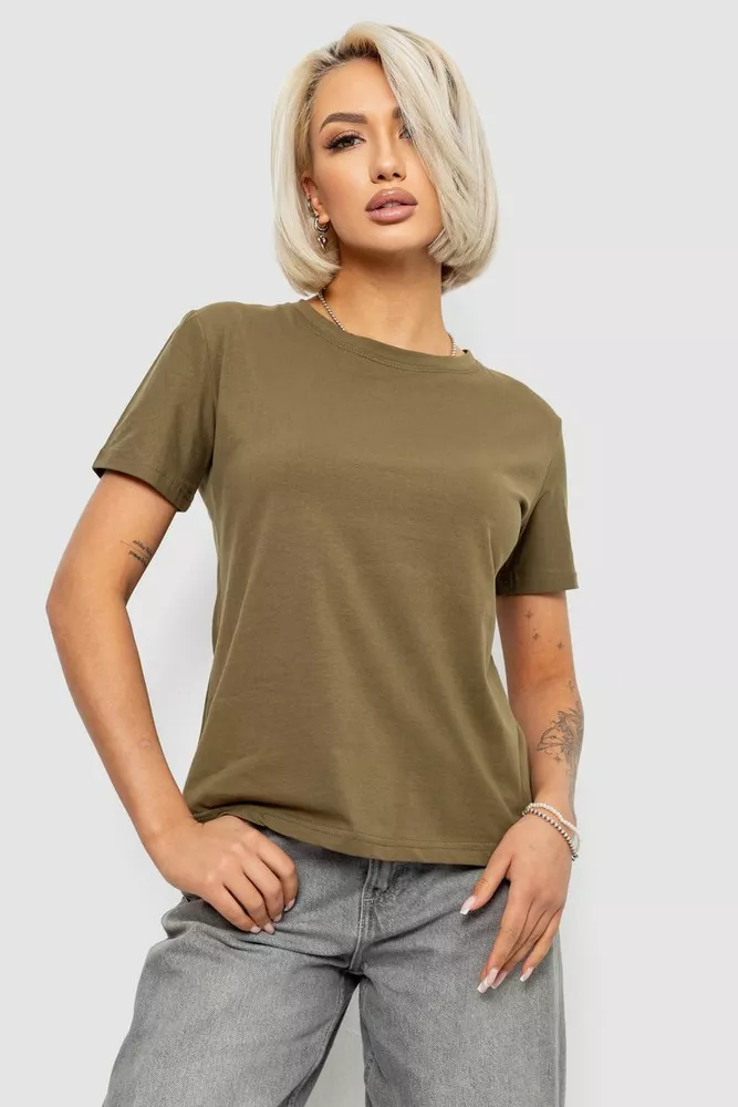 Купить Футболка женская однотонная, цвет хаки, 204R3333 - Фото №1