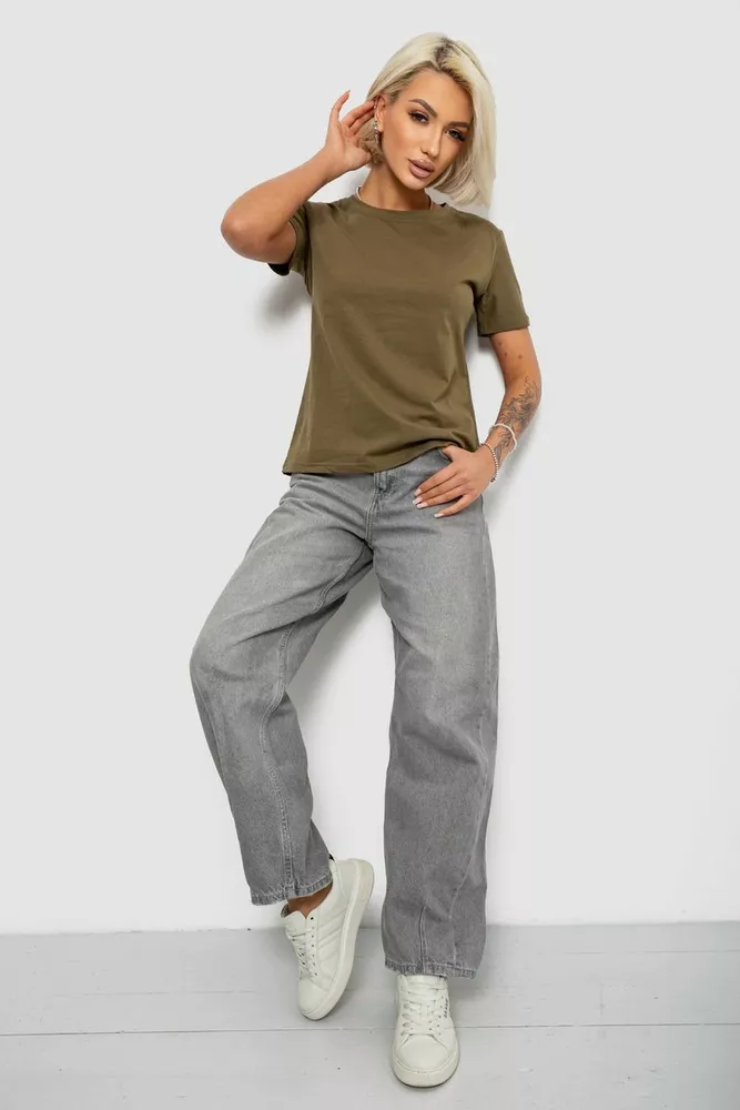 Купить Футболка женская однотонная, цвет хаки, 204R3333 - Фото №2