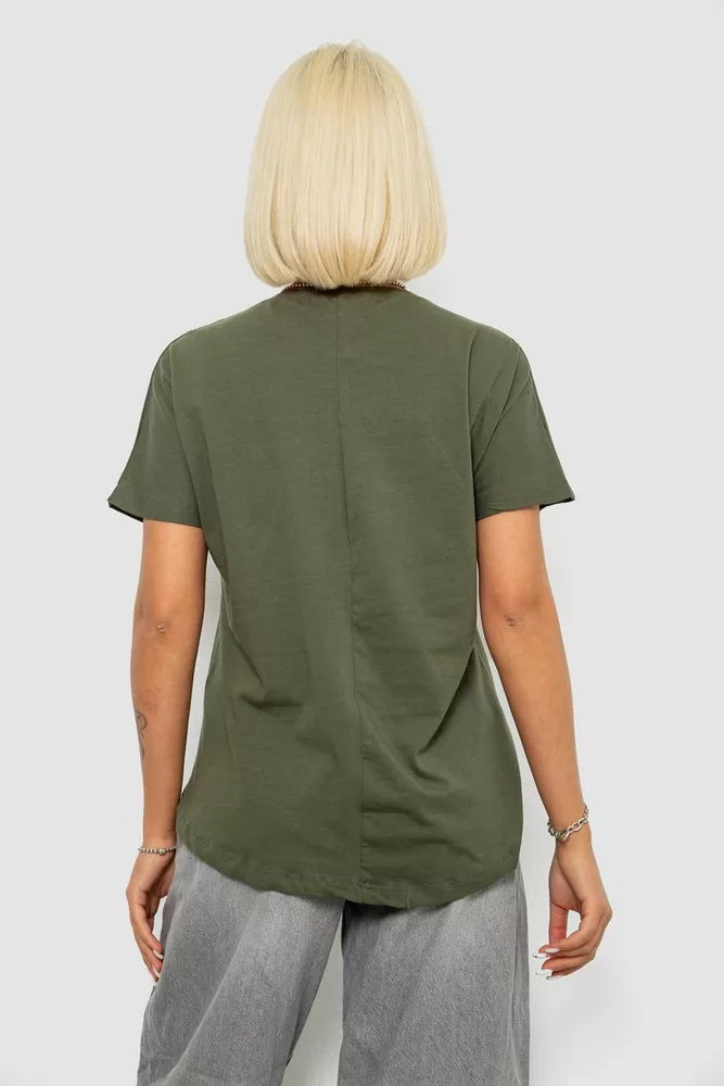 Купить Футболка женская с принтом, цвет хаки, 244R2057 - Фото №4