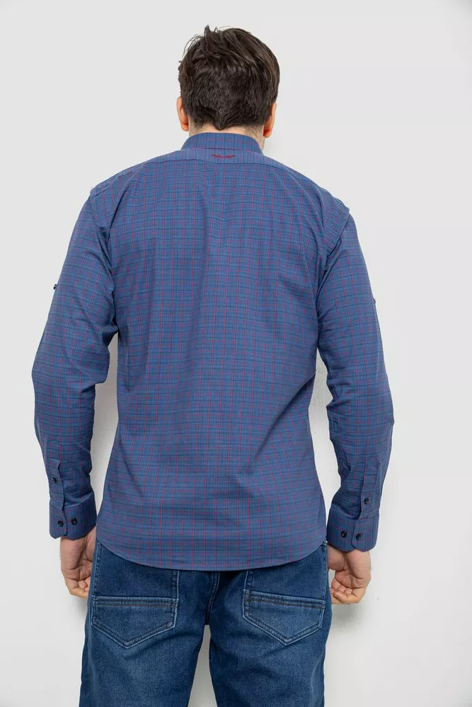 Купити Сорочка чоловіча в клітку з принтом, колір джинс, 186RM04 - Фото №4