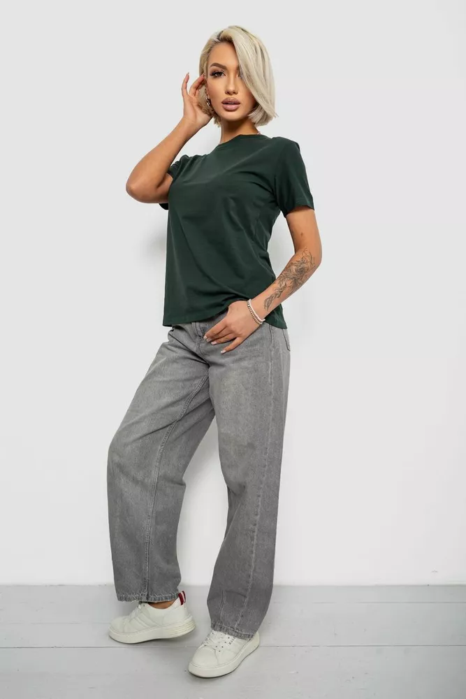 Купить Футболка женская однотонная, цвет темно-зеленый, 204R3333 - Фото №2