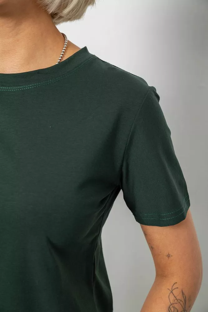Купить Футболка женская однотонная, цвет темно-зеленый, 204R3333 - Фото №5