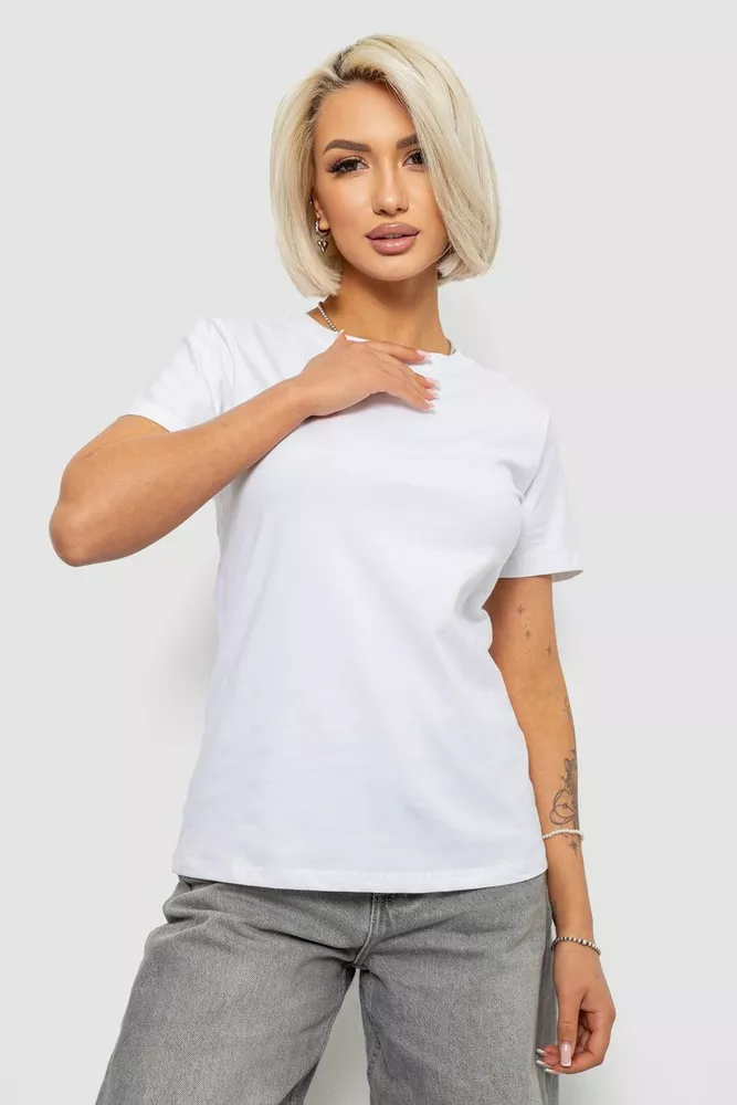 Купить Футболка женская однотонная, цвет белый, 204R3333 - Фото №1