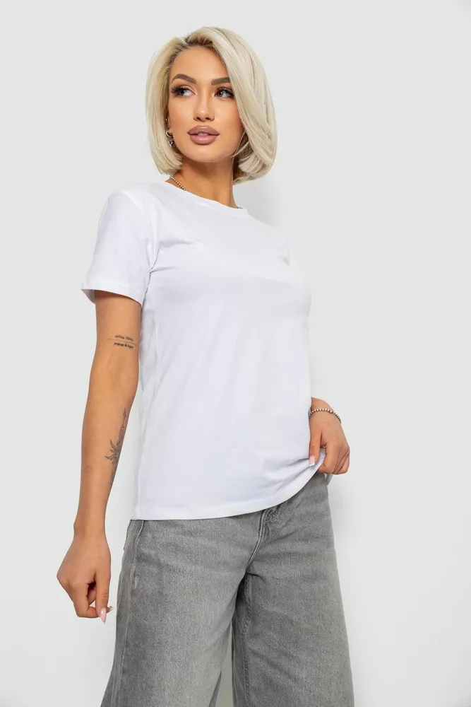 Купить Футболка женская однотонная, цвет белый, 204R3333 - Фото №3
