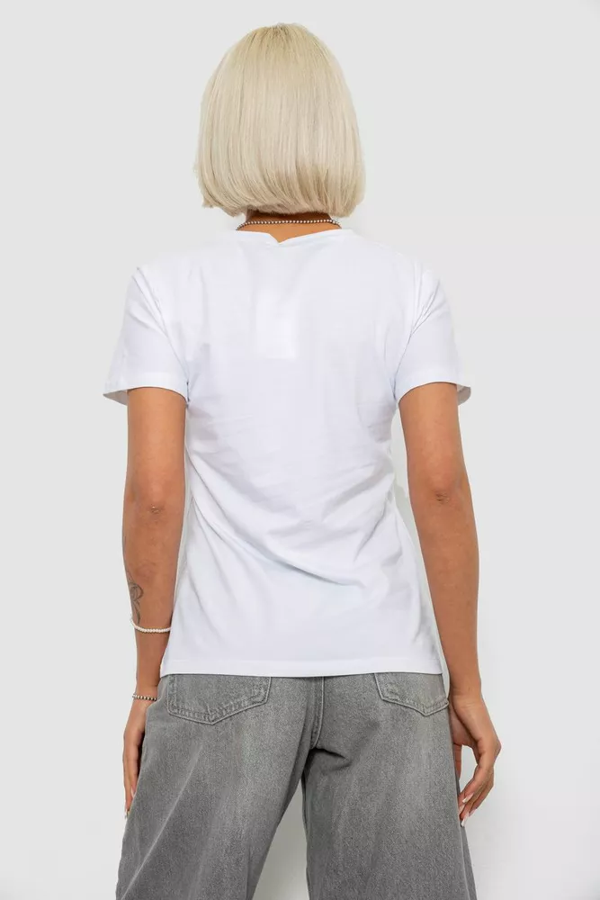 Купить Футболка женская однотонная, цвет белый, 204R3333 - Фото №4