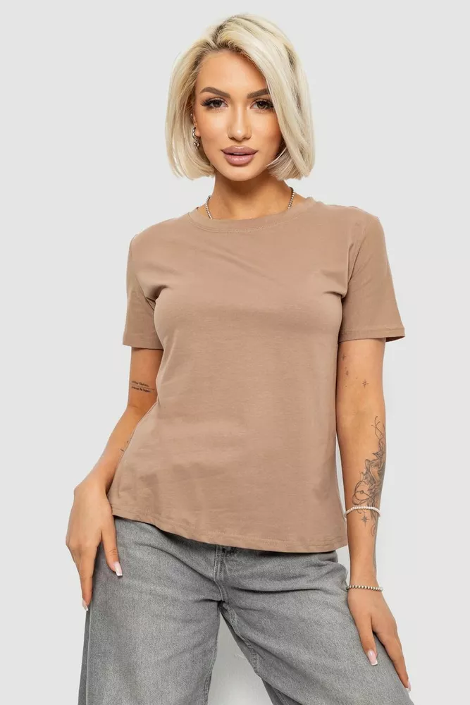 Купить Футболка женская однотонная, цвет бежевый, 204R3333 - Фото №1