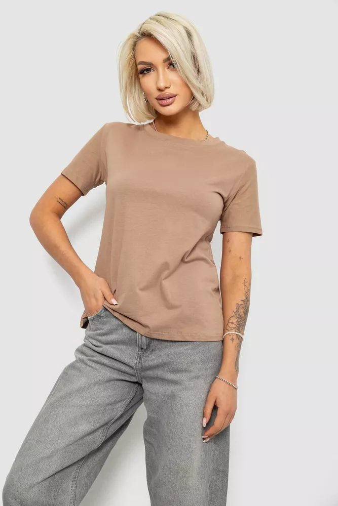 Купить Футболка женская однотонная, цвет бежевый, 204R3333 - Фото №3