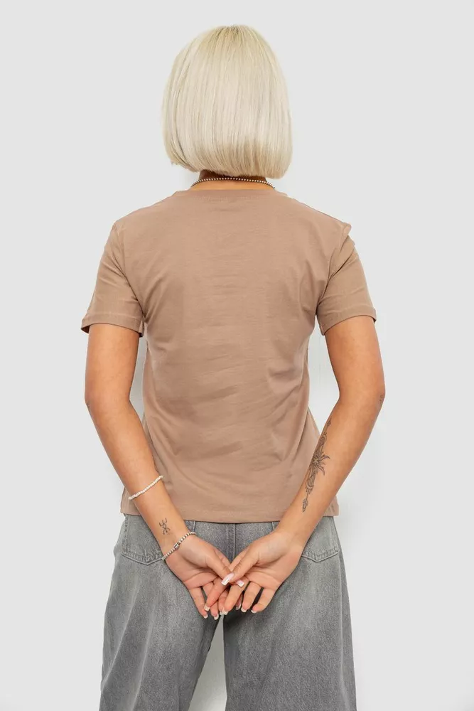 Купить Футболка женская однотонная, цвет бежевый, 204R3333 - Фото №4