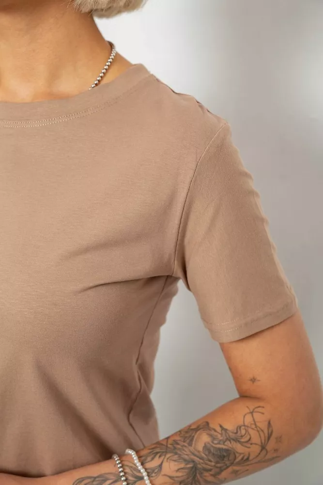 Купить Футболка женская однотонная, цвет бежевый, 204R3333 - Фото №5