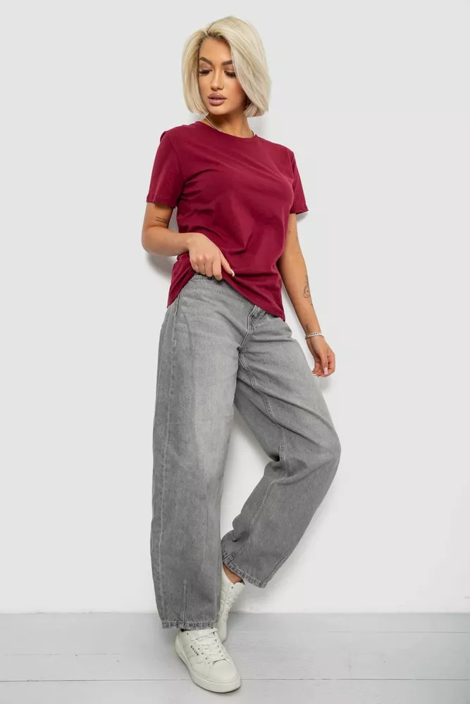 Купить Футболка женская однотонная, цвет бордовый, 204R3333 - Фото №2
