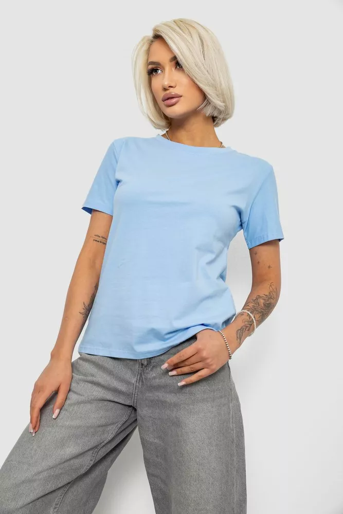 Купить Футболка женская однотонная, цвет голубой, 204R3333 - Фото №3