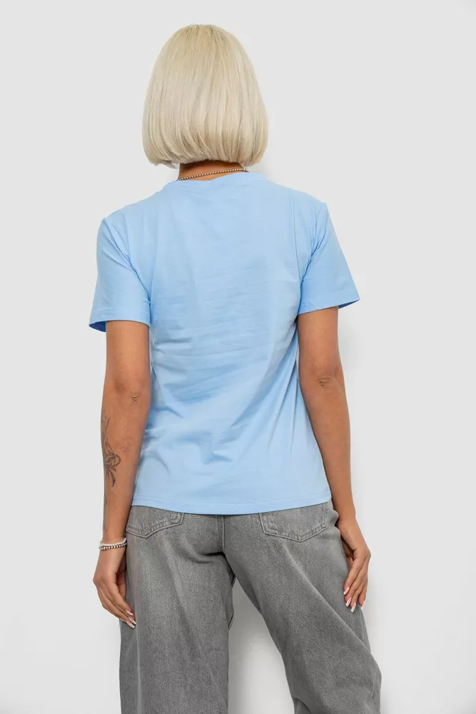 Купить Футболка женская однотонная, цвет голубой, 204R3333 - Фото №4